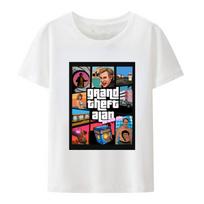 Grand Theft Auto marškinėliai GTA žaidimo Naujausi marškinėliai San Andreas Grand Theft Auto 5 Trilogy Online Mods Vice City V Liberty City Unisex S white