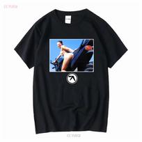 Aphex Twin windowlicker the girls motorcycle T Shirt tee black vintage Washed Slightly Casual Unisex Versatile Comfortable 3XL black