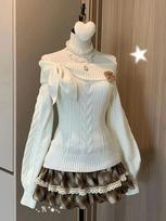 Kalėdinis megztas megztinis moterims su kaspinėliu Saldus japoniškas Kawaii megztinis Ruduo ir Žiema Y2k Slim Raudonas megztukas Apranga Vintage drabužiai S gray