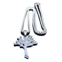 Life Tree Pendant Necklace  Stainless Steel Choker Adjustable Length Neckchain Unisex Jewelry for Fashion Enthusiasts 1 gray