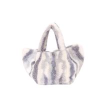 Cuco Striped Boa Square Tote Bag 2453111030 L Gray (391) white