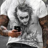 Vasaros Nauji DC Komiksų Džokerio Spaudiniai Marškinėliai Klasikiniai Vintage Džokerio 3D Marškinėliai Laisvalaikio Apvalia Kaklo Trumpomis Rankovėmis T-shirt Vyriški Drabužiai M gray