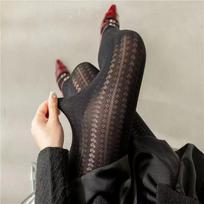 Lolita Vintage Heart Pattern Tights Women Hollow Out Pantyhose Sculpted Mesh Women Stockings For Dress  Autumn Legging One Size gray