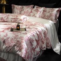 Prabangus sunkus keturių dalių šilko satino patalynės komplektas: Antklodės užvalkalas, Ledo šilko miegas be nieko, Paklodė su gumyte. 1.8m Bed Fitted-Set, Cover 200X230