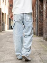 Jigga Wear Base M Super Baggy Cargo Jeans for Men in Washed Light Blue white