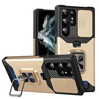 Dėklas su kortelių laikikliu ir žiedu Samsung Galaxy S25 S24 S23 S22 Ultra S22 S23 Plus S21, šarvuotas, su stoveliu, buferiais For Galaxy S24 auksas