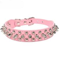Adjustable Leather Pet Dog collar Neck Strap Supplies PU Leather Punk Rivet Spiked Dog Collar Pet Collars For Small Dog Cat M balta