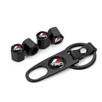 Automobilio ženkliukas Raktų pakabukas Raktų žiedas su padangos ventilio dangteliu Automobilio priedai Toyota TRD Chr Avensis Yaris Logotipas RAV4 Levin Reiz Corolla 5PCS TRD black
