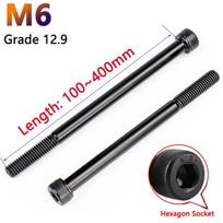 Grade 12.9 M6 Black Hexagon Hex Socket Head Cap Allen Bolt Screw Over Ultra Long 100 105 110 115-400mm Half Thread Carbon Steel M6x145mm (2pcs)