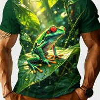 3D Printed Fashion Tree Frog Graphic T Shirt For Men Animal Pattern Tees Summer Casual Unisex Short Sleeve Tops Street T-Shirts L smėlis