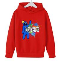 Rainbow Friends New Boys' Hoodies Game Cartoon Print Children's Spring Autumn Winter Long Sleeve Sweatshirt Cute Girls Hoodies 160 red