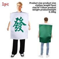 Mahjong Scratch Tickets Halloween Costume Jumpsuit For Adult Stage Performances Mahjong Adult blue