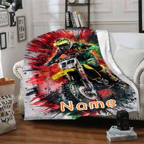 Dirt Bike Motocross Home Customize Your Name Blankets Comfortable Soft Lightweight Allseason Multipurpose Blanket For Picnics Sofas Offices Beds 80cmx120cm red