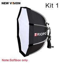 TRIOPO 55cm Foldable Octagon Softbox Bracket Mount Softbox Handle + 2m Light Stand + Honeycomb Grid Not Compatible with GODOX V1