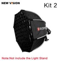 TRIOPO 55cm Foldable Octagon Softbox Bracket Mount Softbox Handle + 2m Light Stand + Honeycomb Grid Not Compatible with GODOX V1