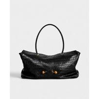 Moterims Skraidanti krokodilo tekstūros rankinė per petį Kasdienė rankinė miesto minimalizmo PU oda Black black