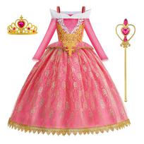 Mergaičių princesės kostiumas Aurora Suknelės Cosplay suknelė Mergaičių Helovino Karnavalo Gimtadienio apranga Šventės Kamuolinis suknelė 2T(100) pink