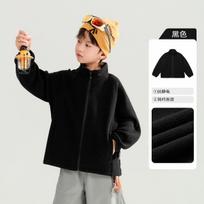 Boy S Fleece Jacket Stand Collar Long Sleeve Casual Autumn School Outerwear 175cm juoda