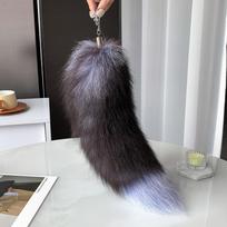 40cm Tikros Lapės Uodegos Raktų Pakabukas Unisex Pompom Pakabukas Krepšio Papuošalas Automobilio Raktų Pakabukas Mieli Pūkuoti Raktų Pakabukai Moterims Krepšio Aksesuarai Dovanos black