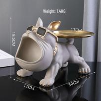 Entryway Bulldog Key Holder & Tray, Light Luxury Home Decor gray