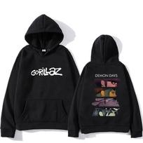 Roko grupės Gorillaz Demon Days Eyes džemperis su gobtuvu vyriškas moteriškas manga harajuku hip hopo gatvės stiliaus ilgomis rankovėmis vintažinis flisinis džemperis M black
