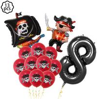Pirate party napkins plates cups Tablecloths Banner Pirate skull balloon kids Caribbean Pirate themed birthday party decoration red