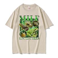Funny Milf Unisex I Love Frogs Vintage Graphic T Shirt Rap Meme Cozy Tshirts Unisex Unisex Casual Gothic Fashion Humor Cartoon Tshirt 2XL beige