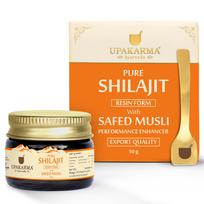 UPAKARMA Shilajit Resin with Safed Musli 10g | 300mg/serving | For Men to Boost Physical Performance, Power, Stamina and Strength | 100% Ayurved