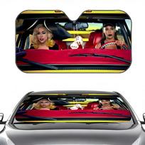 B-Beyonce and LAdy Gaga Sun Visor Retractable Car Sun Visor Car Windshield Sun Shade UV Protector Window Cover 130x70cm red