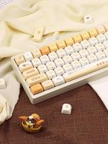 Burnt Bread Theme Keycap PBT 135Key Custom Cute Personalized Keyboard Cap MOG Profile Cute KeyCap for Keyboard Accessories Gift beige