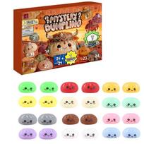 Surprise Sensory Toy Surprise Dumpling Xiaolongbao Stress Relief Squeeze Toy Set Glue Countdown Calendar 24 Day Christmas Gift beige