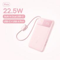 Baseus 10000mAh Power Bank 22.5W Built-In Dual USB-C Cable Thinner Fast Charging for iPhone 17 Pro Max Samsung S25 Xiaomi Poco