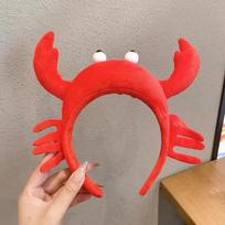 Cartoon Lobster Crab Hair Band Soft Wash Face Headwear Unique Cosplay Party Decor Lightweight Ladies Hairstyle Matching Fashion red
