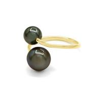 Ring - Pearls & Colors - Tahiti Cultured Pearls 7-8 mm Round - Yellow Gold 375/1000 - A+ Quality - Woman 50
