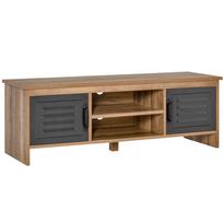 Modern TV Stand for 42  TVs, 2 Metal-Door Compartments, 2 Open Shelves, 109x35x38cm, Natural