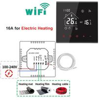 WIFI termostatas elektriniam/vandens/dujiniam katilui, grindų šildymui, LCD jutiklinis ekranas, temperatūros reguliatorius, valdymas balsu per Alexa/Google Home for electric heating juoda