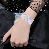Elegant Multi-Rhinestone Flower Choker Necklace black