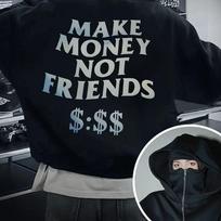 Hoodie Y2K Zipper Unique Double Hat Letter Logo Wings Black Women's Fashion Casual Neutral Hoodie Retro Street Wear XXXL gray