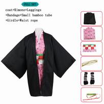 Anime Demon Slayer Nezuko Cosplay kostiumas Kimono Kimetsu No Yaiba Kamado Nezuko kostiumas Perukas Moterims Mergaitėms Kimono Uniforminiai Drabužiai S black