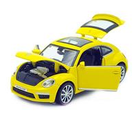 1/32 žaislinis automobilis Volkswagen Beatle metalo lydinio automobilio modelis lietas modelis simuliacinis žaislinis transporto priemonės automobilio modelis garsas šviesa miniatiūrinis mastelis dovana geltona