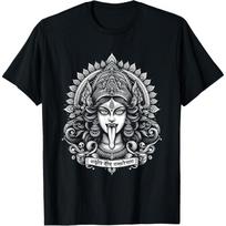 Divine Kali Goddess Yoga Tee - Spiritual Hindu Deity T-Shirt L juoda