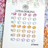 Rose Flower Nail Art Accessories Gradient Two-tone 3D Five-petal Flower Luminous Nail Art Decorations DIY Bracelet Ring 07 white