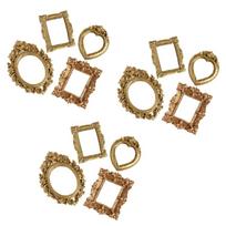12 vnt. elegantiškų dervos mini nuotraukų rėmelių su sudėtingu drožinėjimu, antikinio papuošalo stiliaus, namų ir biuro dekoravimui beige