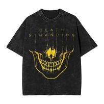Anime Death Stranding Grafiniai Marškinėliai Vintage Skalbti Medvilniniai Marškinėliai Vyrams Moterims Drabužiai Vasaros Trumpomis Rankovėmis Dydeli Marškinėliai 2XL black