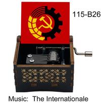 Medinė muzikinė dėžutė „Internacionalas“ Medinė rankinio mechanizmo muzikinė dovana seneliui Atminimo suvenyras (Gray,Small) pilka spalva