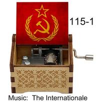 Medinė muzikinė dėžutė „Internacionalas“ Medinė rankinio mechanizmo muzikinė dovana seneliui Atminimo suvenyras (White,Small) balta