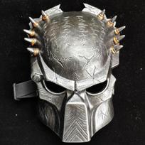Predatoriaus ir ateivio dervos kaukė Cosplay rekvizitas Helovino vakarėliui ir kostiumų pasipuošimui Silver Warrior gray