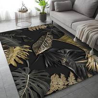 Augalų Lapų Kilimas Juodas Auksas Madingas Įėjimo Durų Grindų Kilimėlis Durų Kilimėlis Neslystantis Grindų Kilimėlis Svetainės Dekoro Kilimas 50cm x 80cm