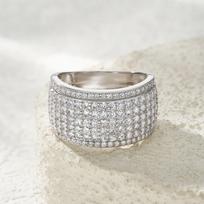 Elegantiškas daug eilių inkrustuotas žiedas 925 prabos sidabras Premium Moissanite Platus žiedas Madingi papuošalai moterims ir dovanoms 6 sidabras