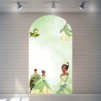 Princesė ir varlė Tiana Arkos Fonas Mergaičių Gimtadienio Šventės Dekoracija Kūdikio Sutiktuvių Dekoravimo Rekvizitas Tampri Medžiaga 3.2x7ft(95x210cm)